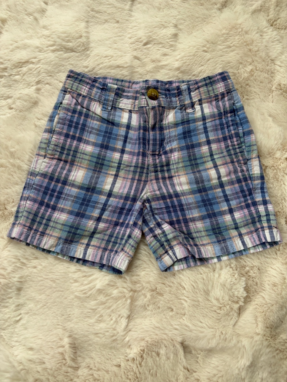 Janie and Jack Plaid Cotton Shorts - Blue & Pink